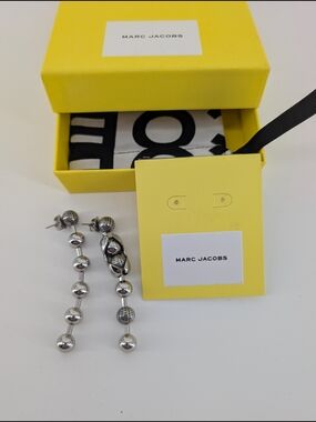 Marc Jacobs Silver-Tone Beaded Drop Earrings with Yellow Box